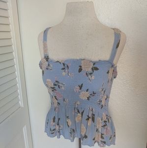 Blue Floral American Eagle Sleeveless Top Medium
